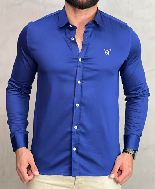 Camisa Manga Longa Azul  Masculina Social - BRATE INFINITY
